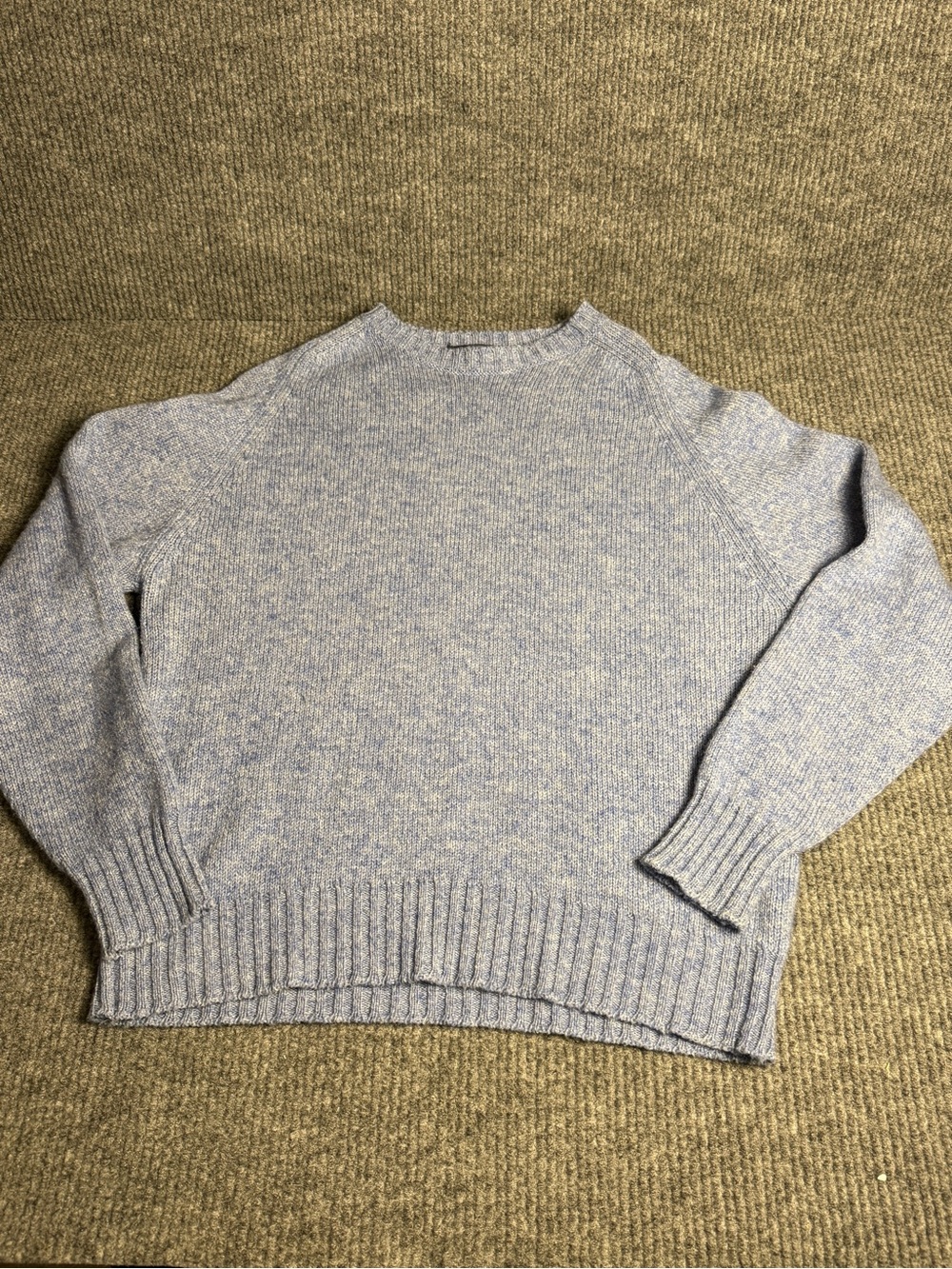 Knightsbridge Made in Scotland Marled Wool Blend Raglan Ribbed Crewneck Sweater